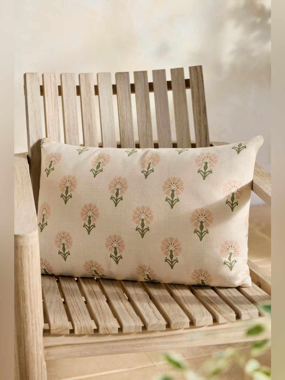 Anthropologie terrain Sunbrella® Peach Floral Outdoor Lumbar Pillow